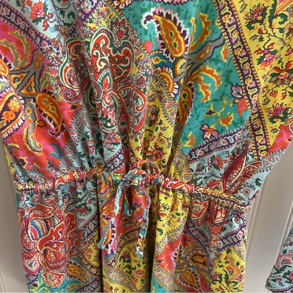 Ralph Lauren Girls Multicolor Paisley Long Sleeve Dress Drawstring Waist L 12/14